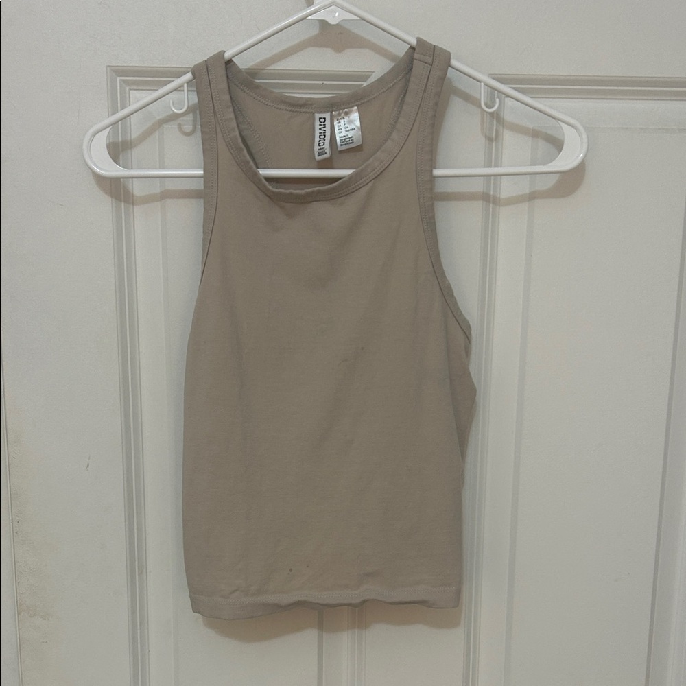 Divided Tan Tank Top size small cotton blend stretch